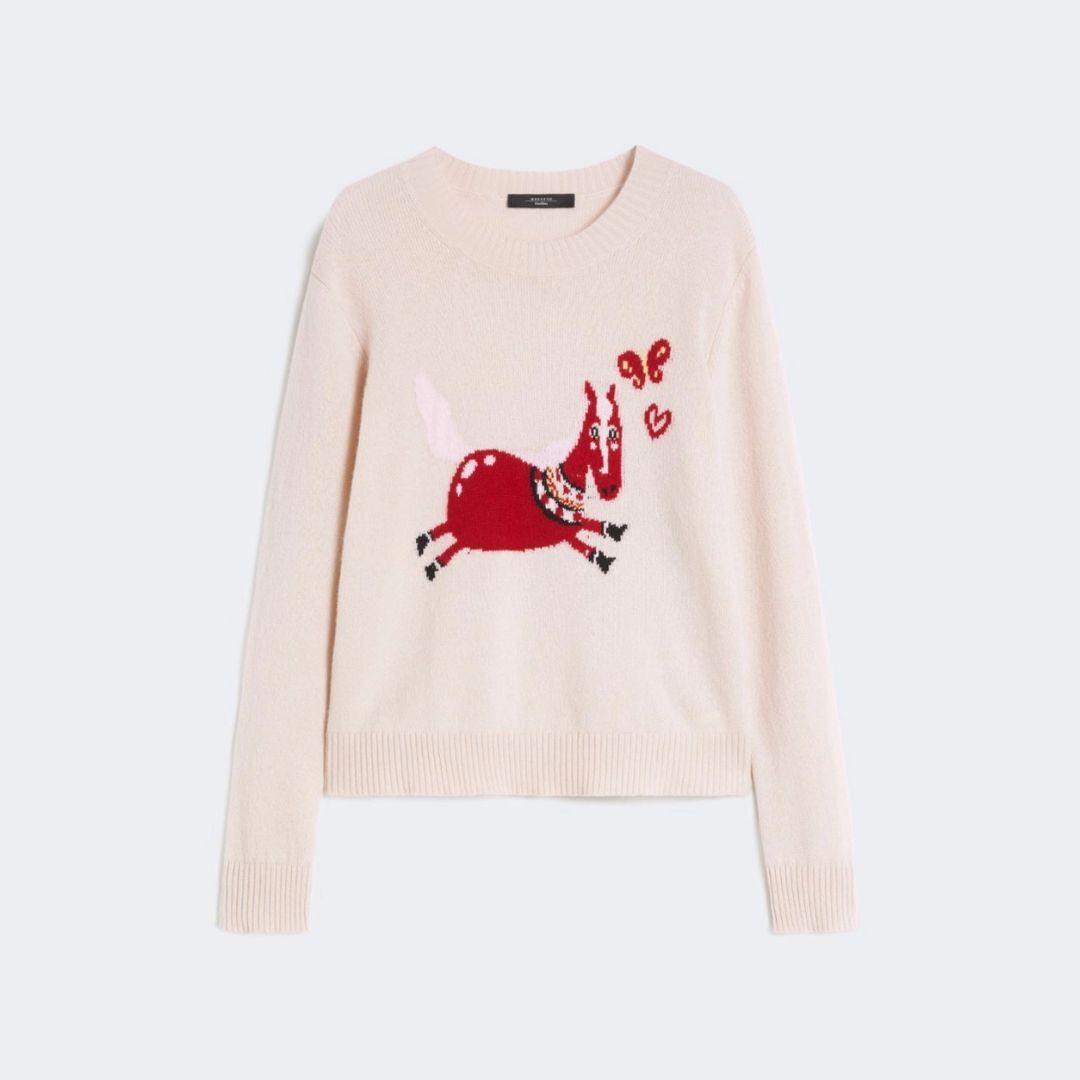 1FF0101-589 [MAX MARA WEEKEND] Inlay-Detail Cashmere Sweater Sand (SS26) #2615361041600 WKDTUNICA-001 (C-EU-E)