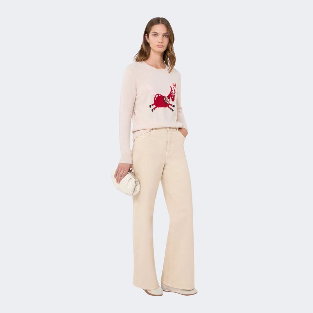 1FF0101-589 [MAX MARA WEEKEND] Inlay-Detail Cashmere Sweater Sand (SS26) #2615361041600 WKDTUNICA-001 (C-EU-E)