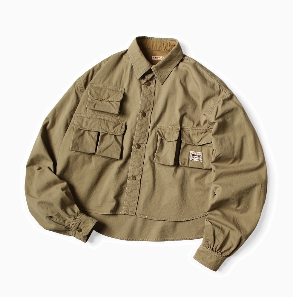 KAPITAL 2026 Nugget-pocket CROPPED FISH SHIRT L/S - PRE ORDER ITEM (預訂中)