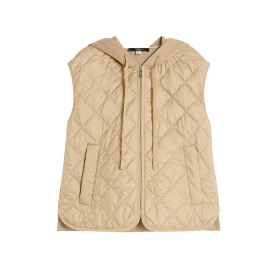 1FF0101-585 [MAX MARA WEEKEND] Padded Sleeveless Jacket In Water-Repellent Canvas Beige (SS26) #2615281011600 WKDDANDY-001 (C-EU-E)