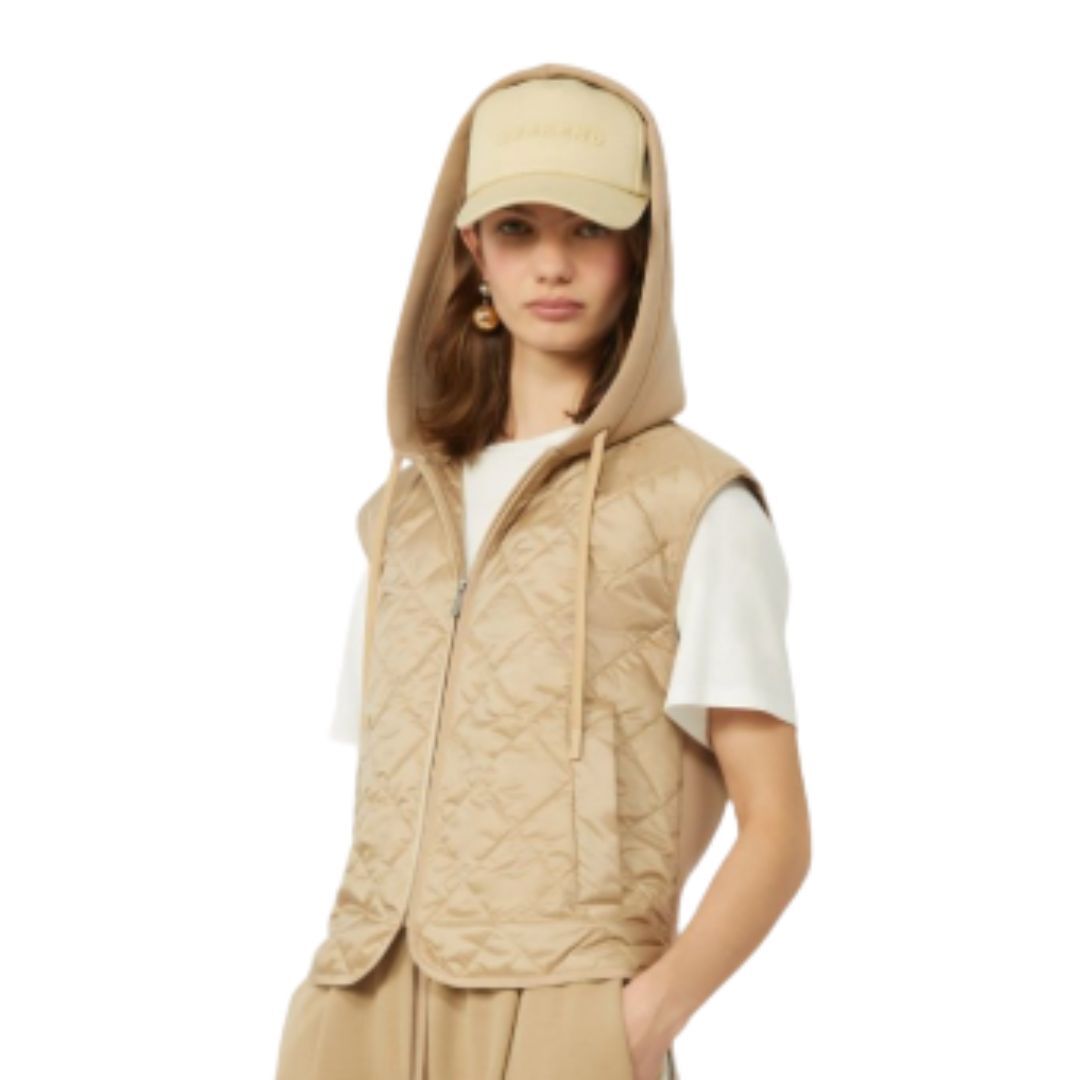 1FF0101-585 [MAX MARA WEEKEND] Padded Sleeveless Jacket In Water-Repellent Canvas Beige (SS26) #2615281011600 WKDDANDY-001 (C-EU-E)