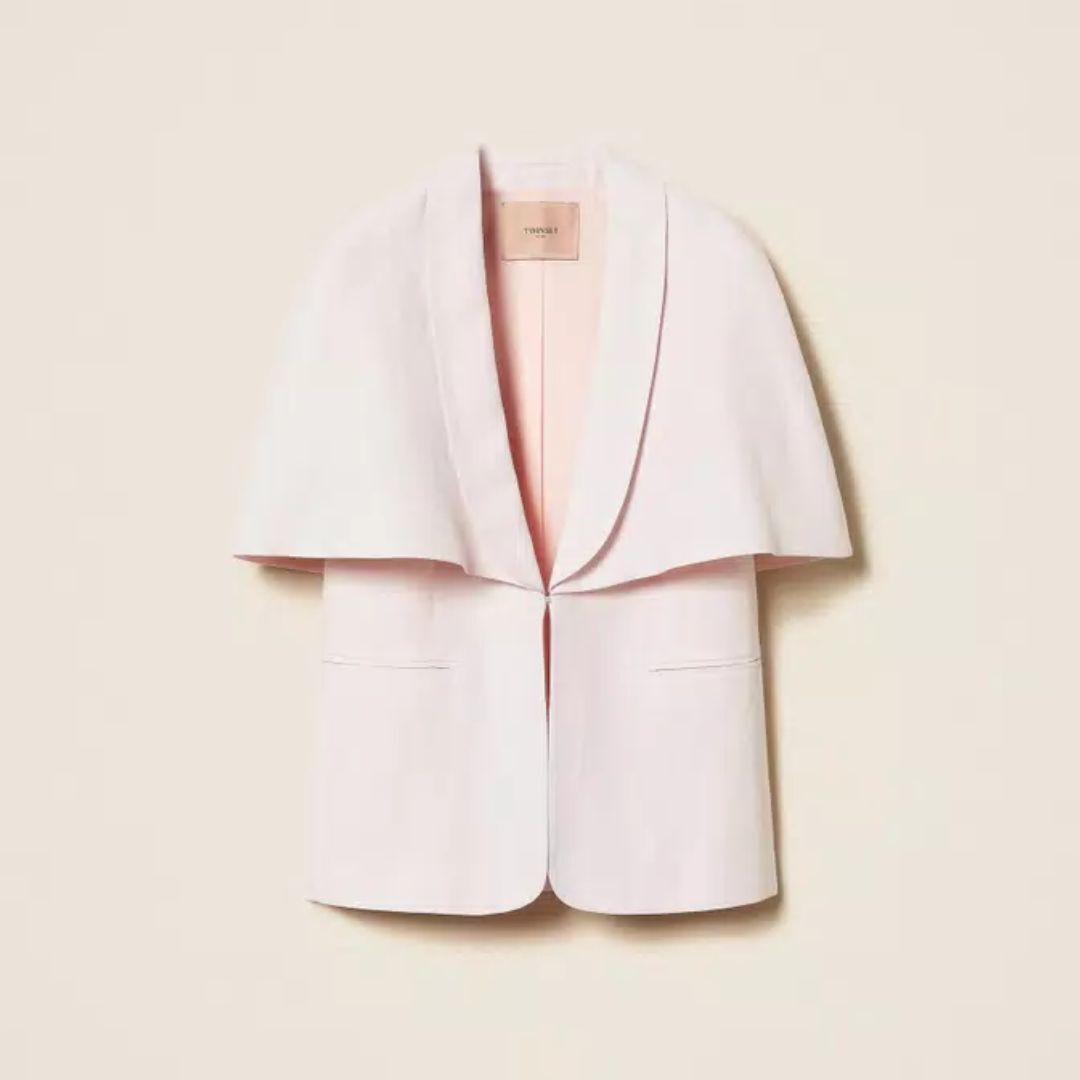 1TS0319-002 [TWINSET] Linen Blend Cape Jacket Pink Sand #261TP2450 (C-EU-E)