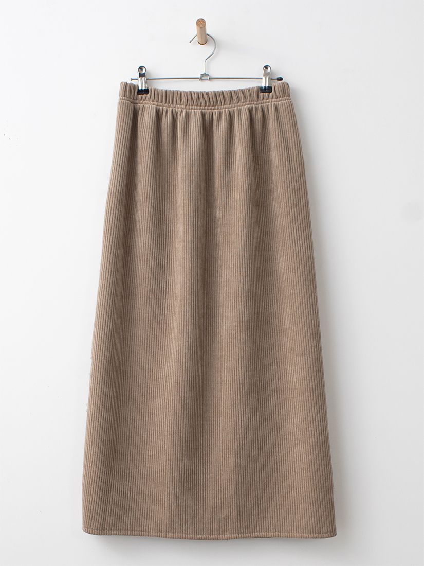 鬆緊高腰顯瘦後開衩條絨直筒長裙