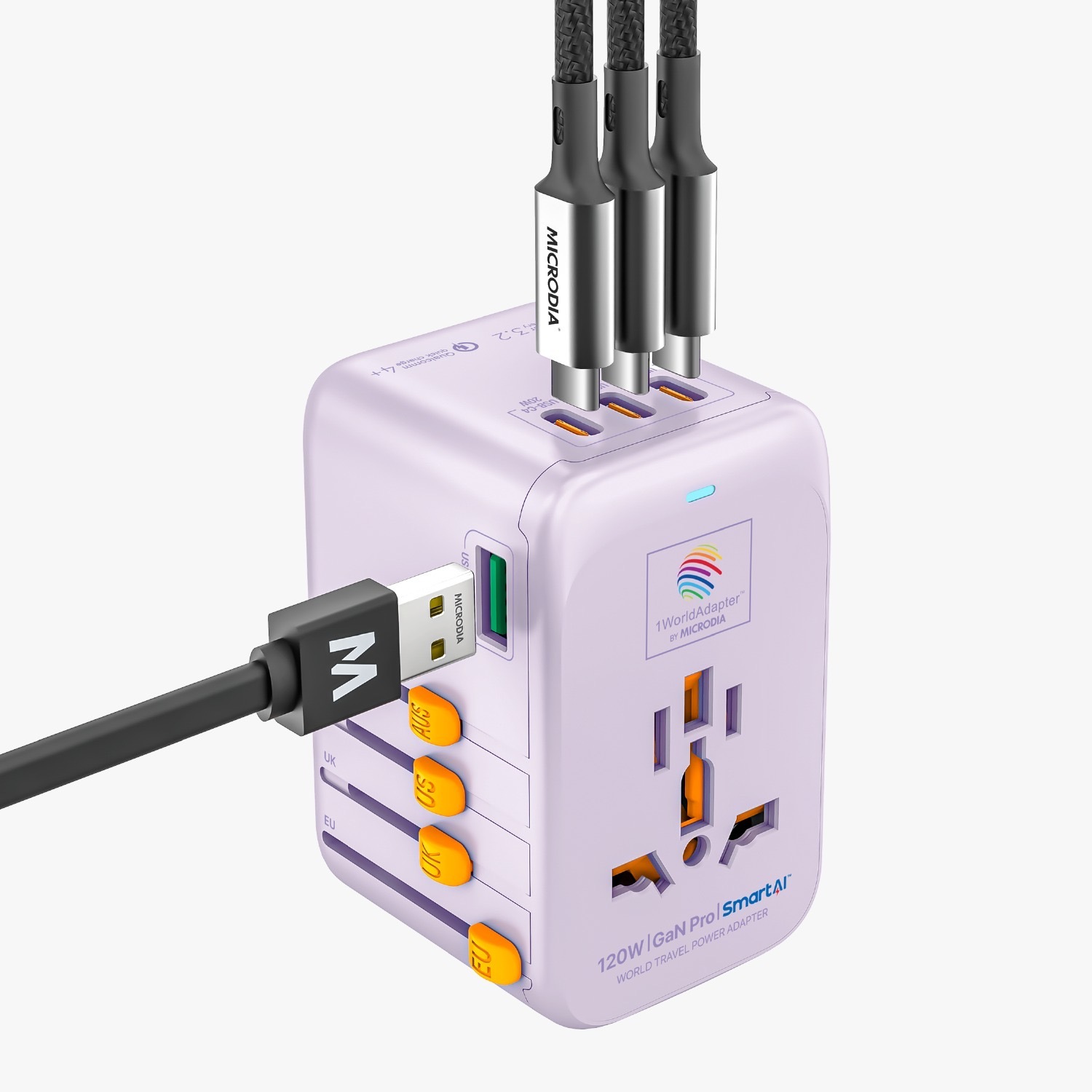 MICRODIA 1World Adapter PD120W GaN Pro 旅行充電器