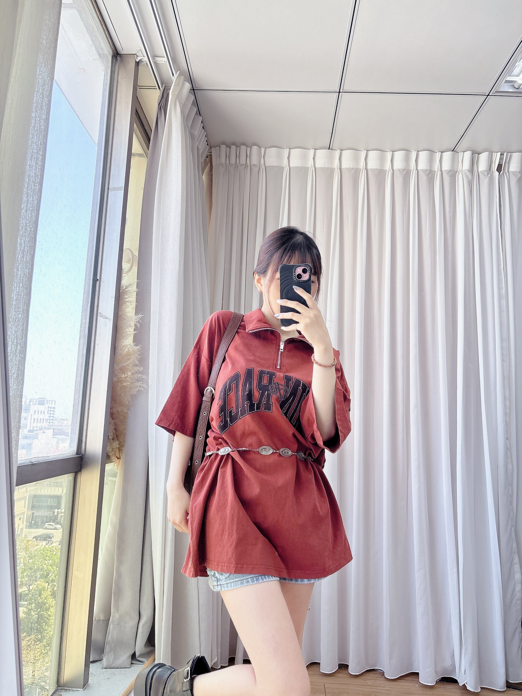 個性半拉鍊寬鬆大T