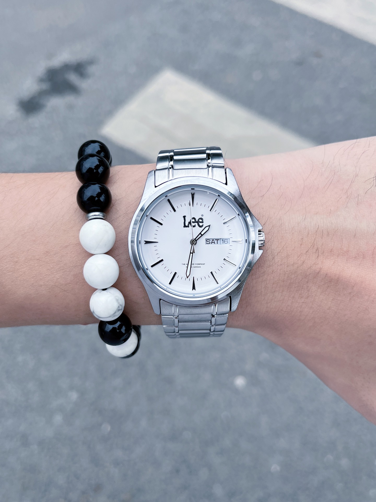 代購-Lee 石英機芯 鋼錶帶 白色錶盤 高級感日曆 防水 夜光 手錶