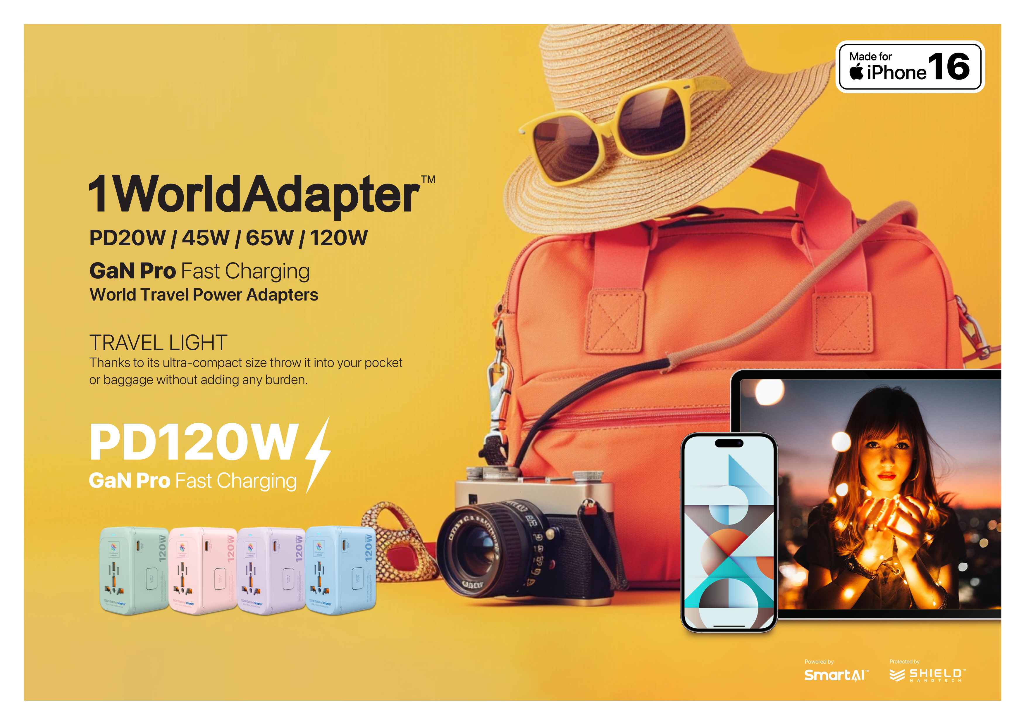 MICRODIA 1World Adapter PD120W GaN Pro Travel Adapter