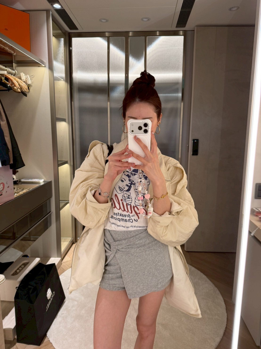 #AF120扭結造型褲裙(黑/灰)