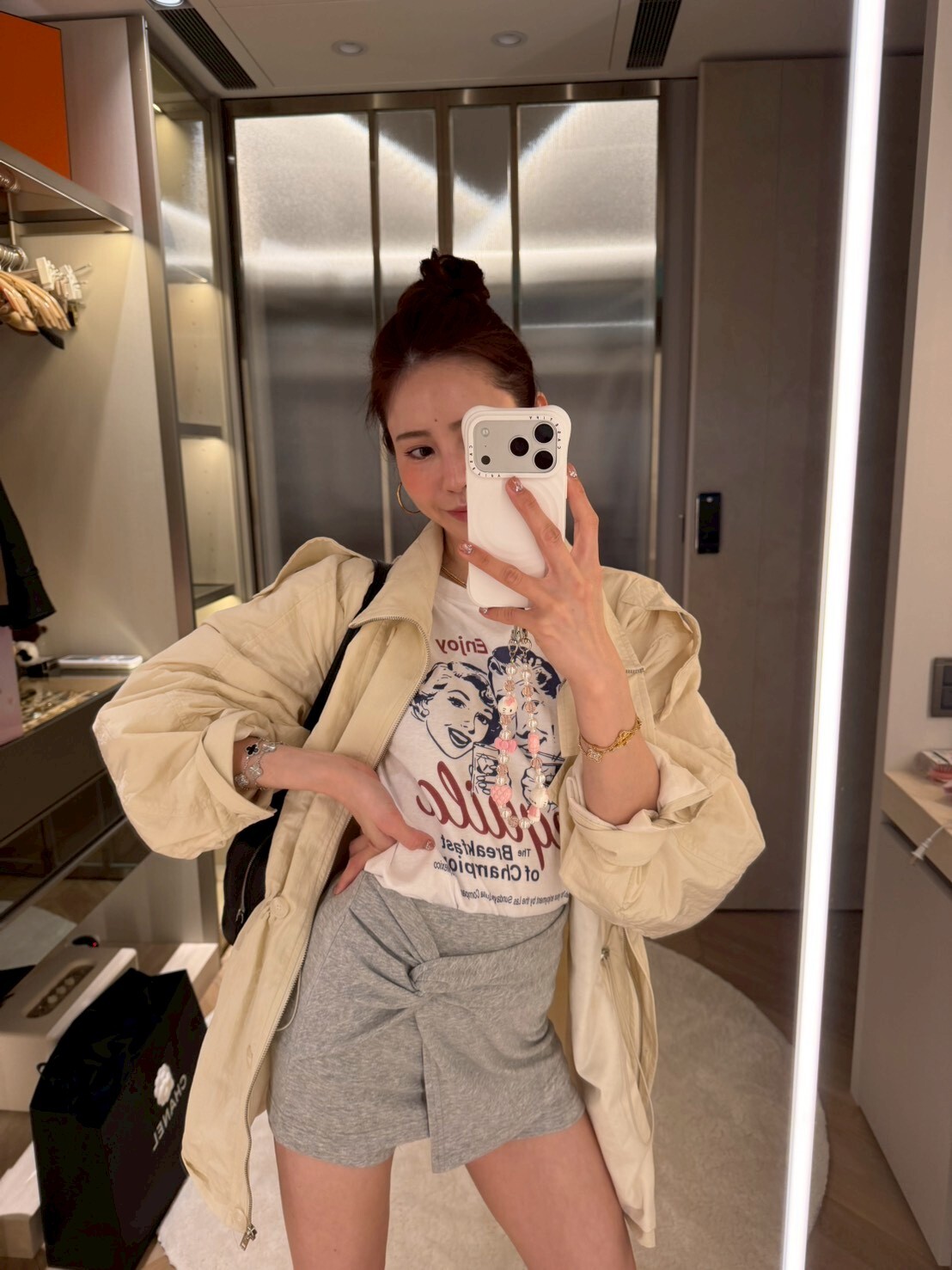 #AF120扭結造型褲裙(黑/灰)