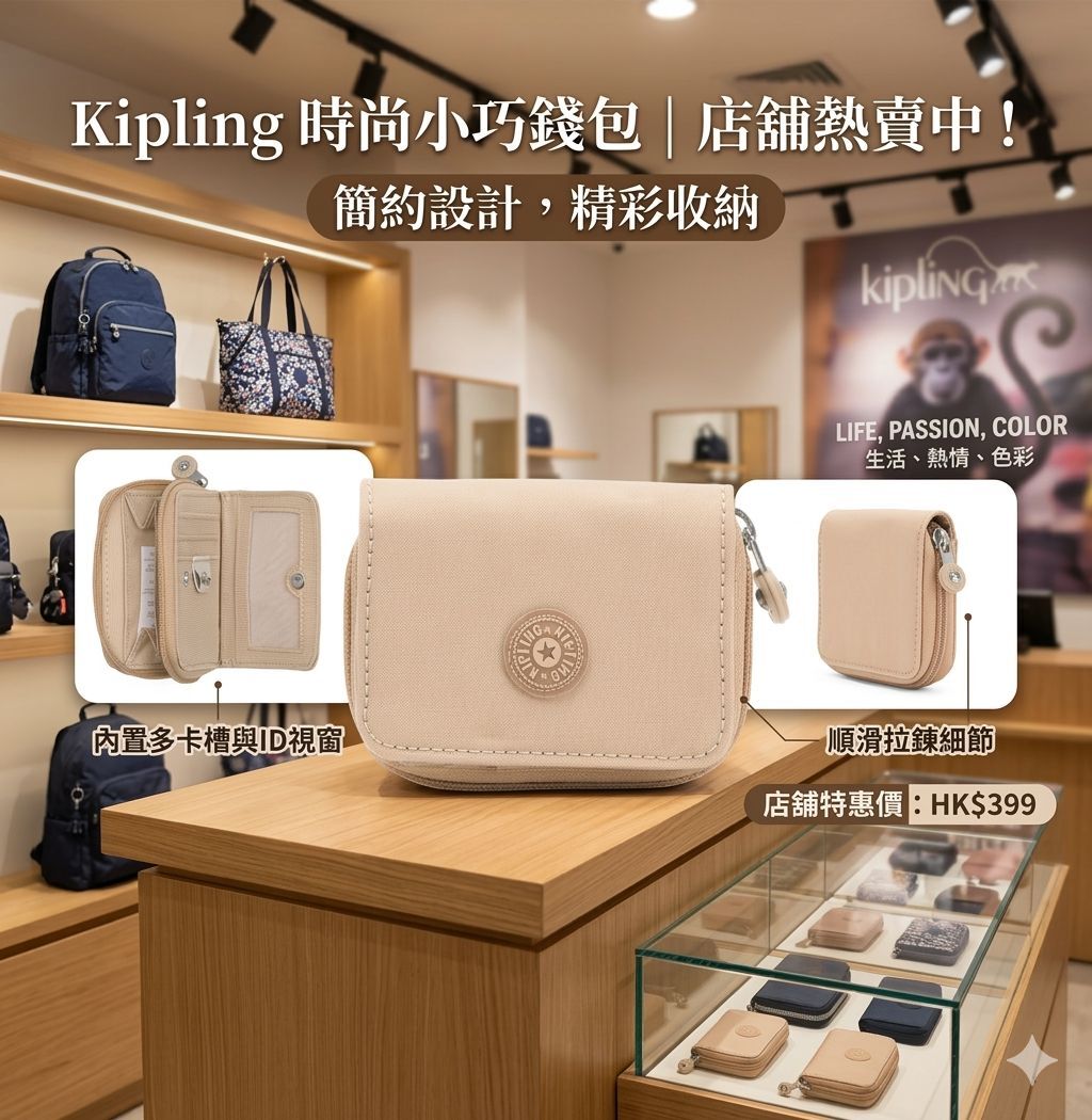 【預購】KIPLING H0315889 小巧錢包