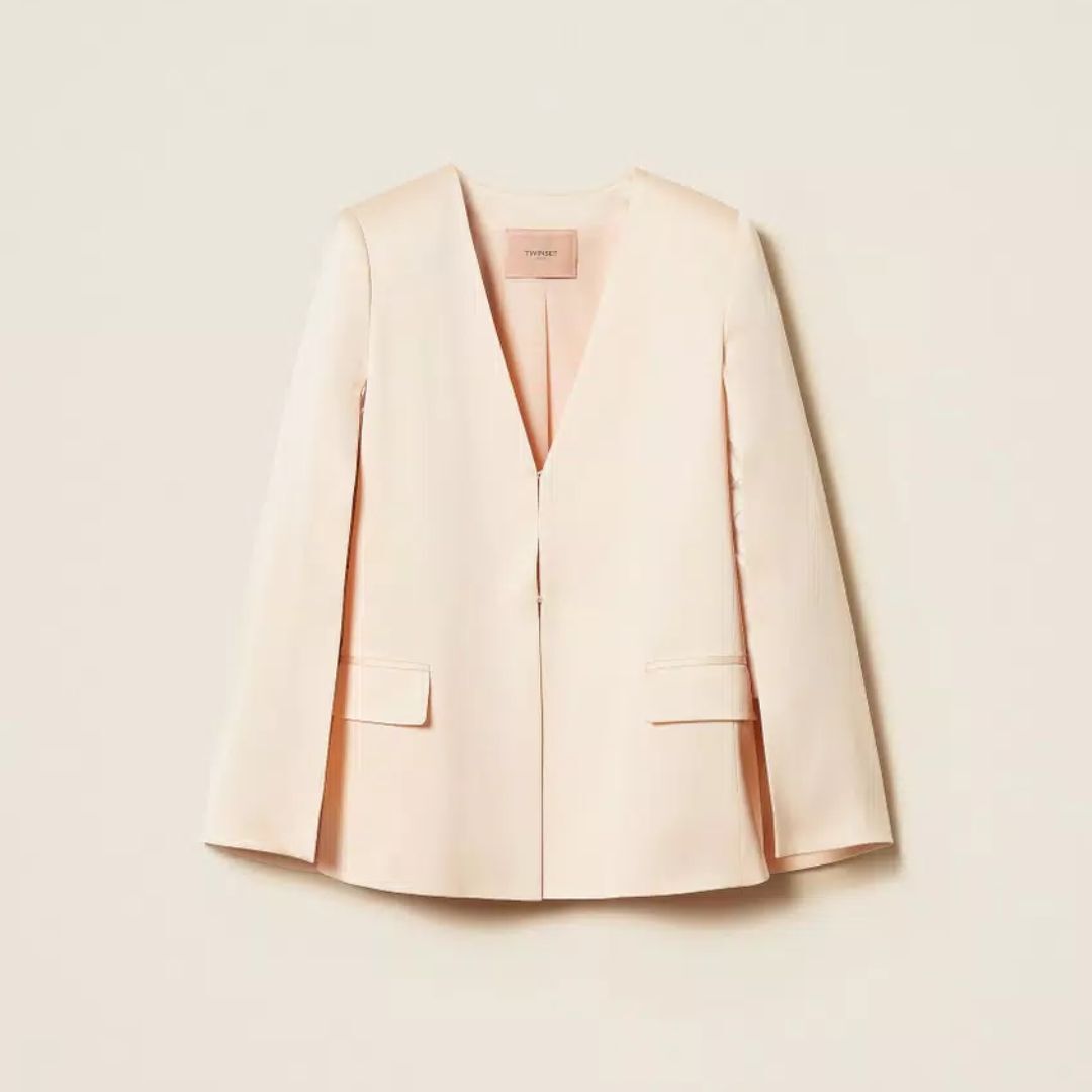 1TS0319-003 [TWINSET] Satin Cape Jacket Beige #261TP2400 (C-EU-E)