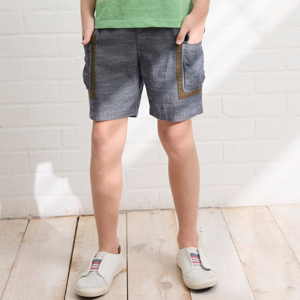 PIPPY潮流款雙口袋休閒短褲 藍