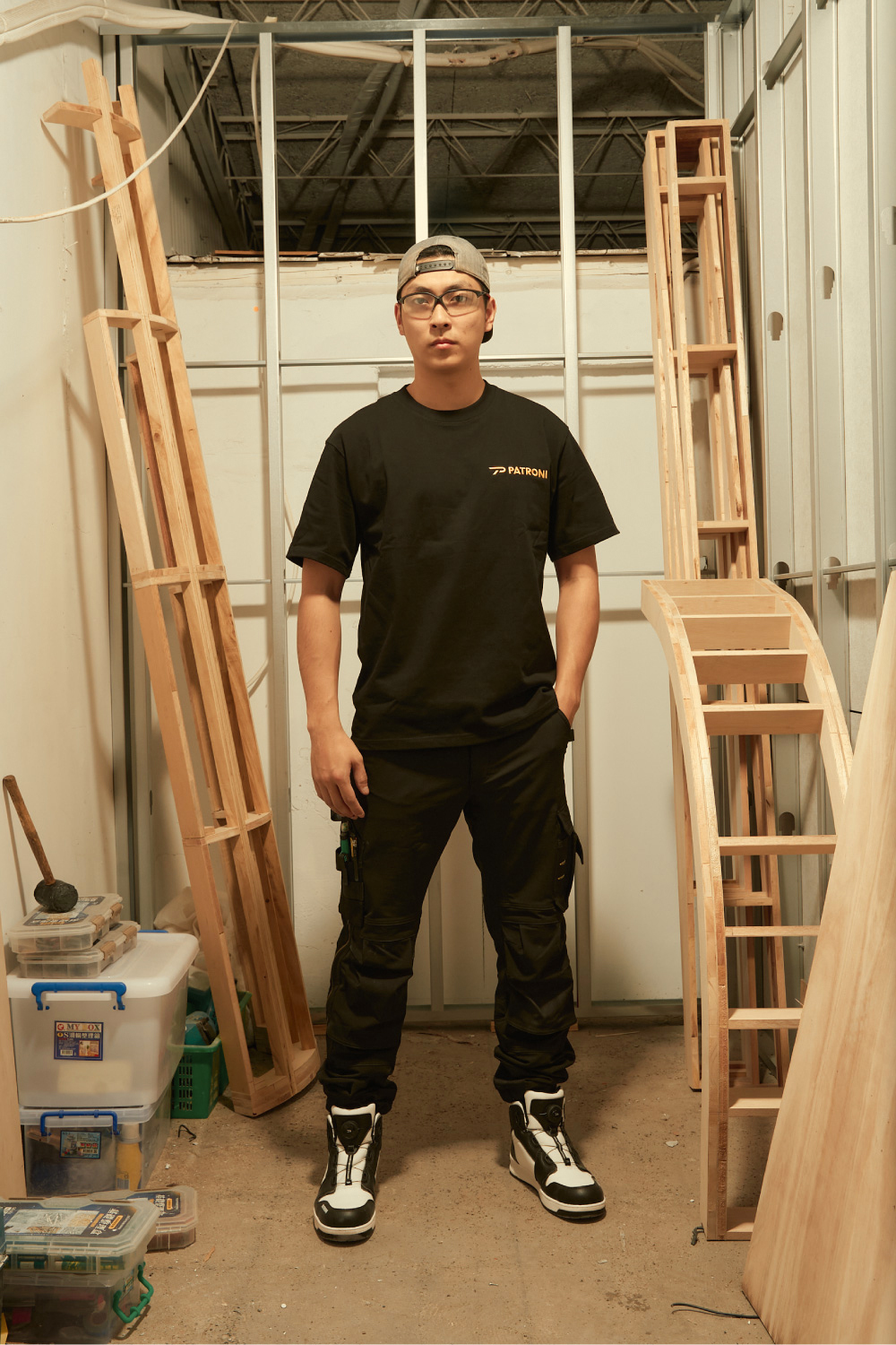 PATRONI SW2501 多口袋彈力工作褲實穿正面全身照片