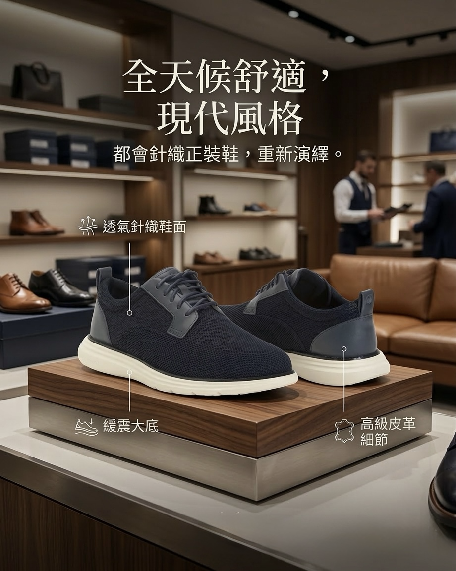 【預購】COLE HAAN H031027 男裝針織牛津鞋