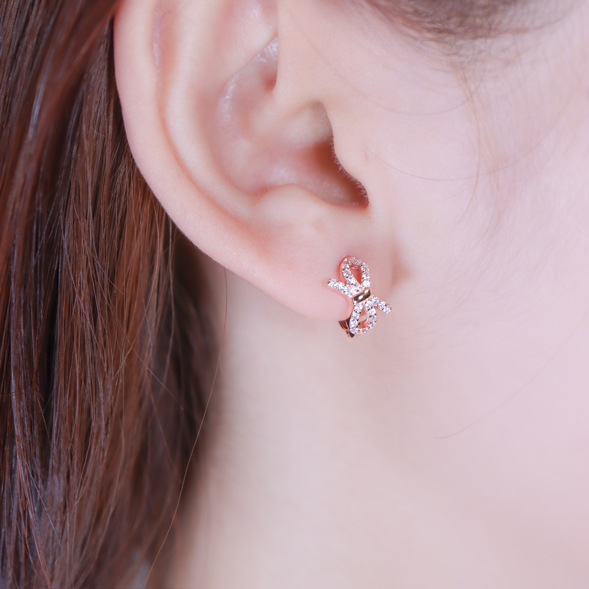 | 925 Silver・White Gold・Rose Gold | Ribbon For U Earrings（Silver / Rose Gold） | EA1128 |