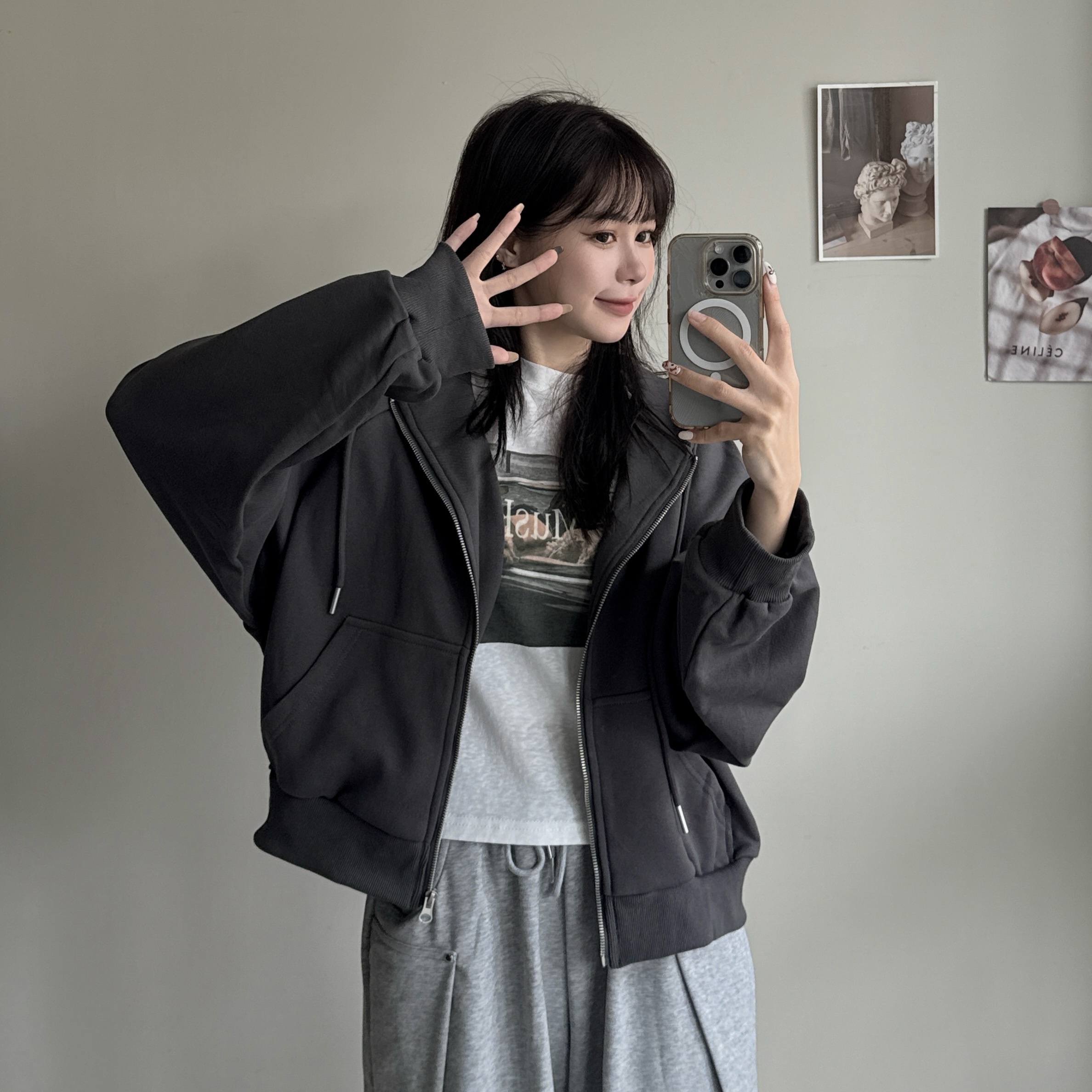 質感剪裁薄款棉外套