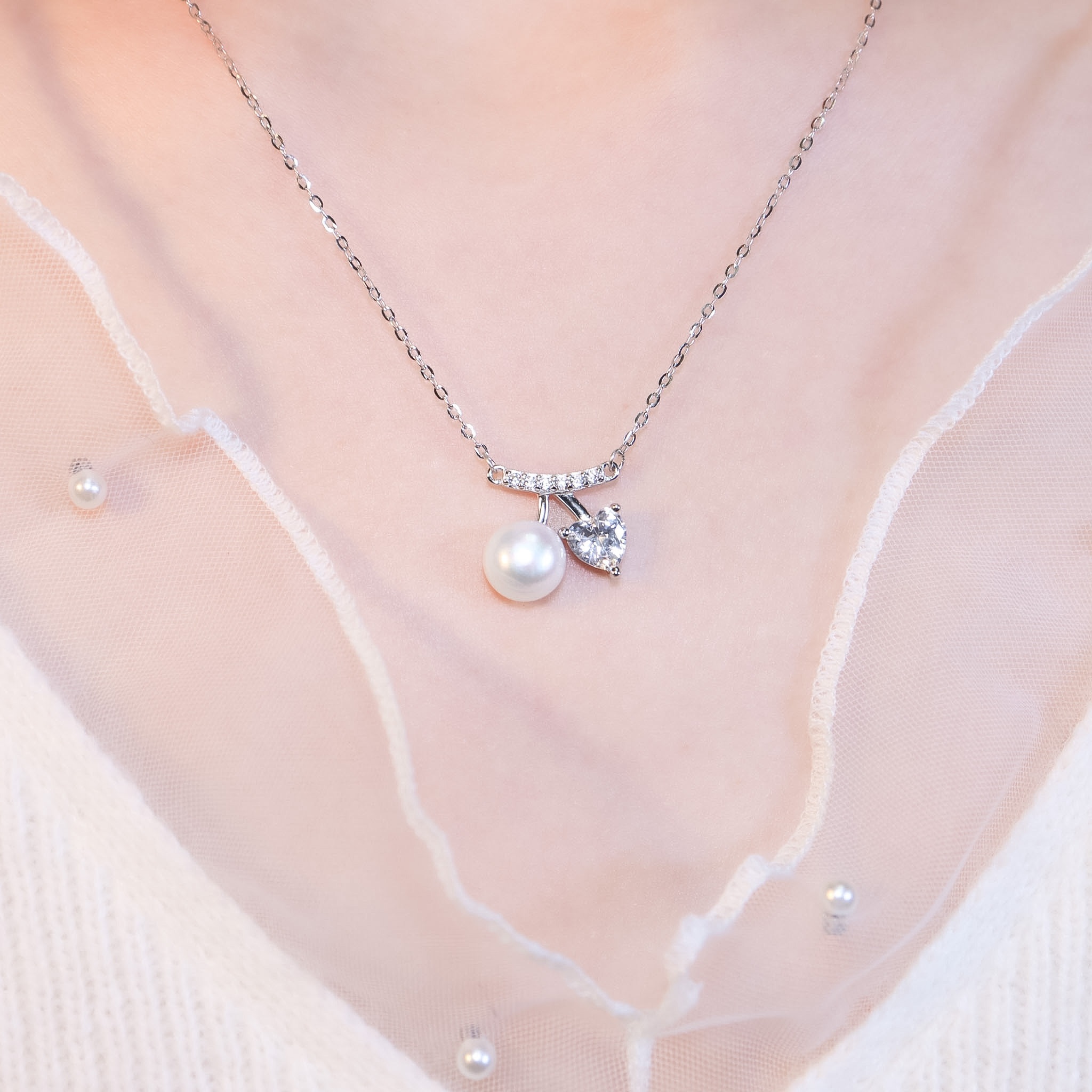 | 925 Silver・White Gold・Pearl | Sweet Moment Necklace | NE1605 |