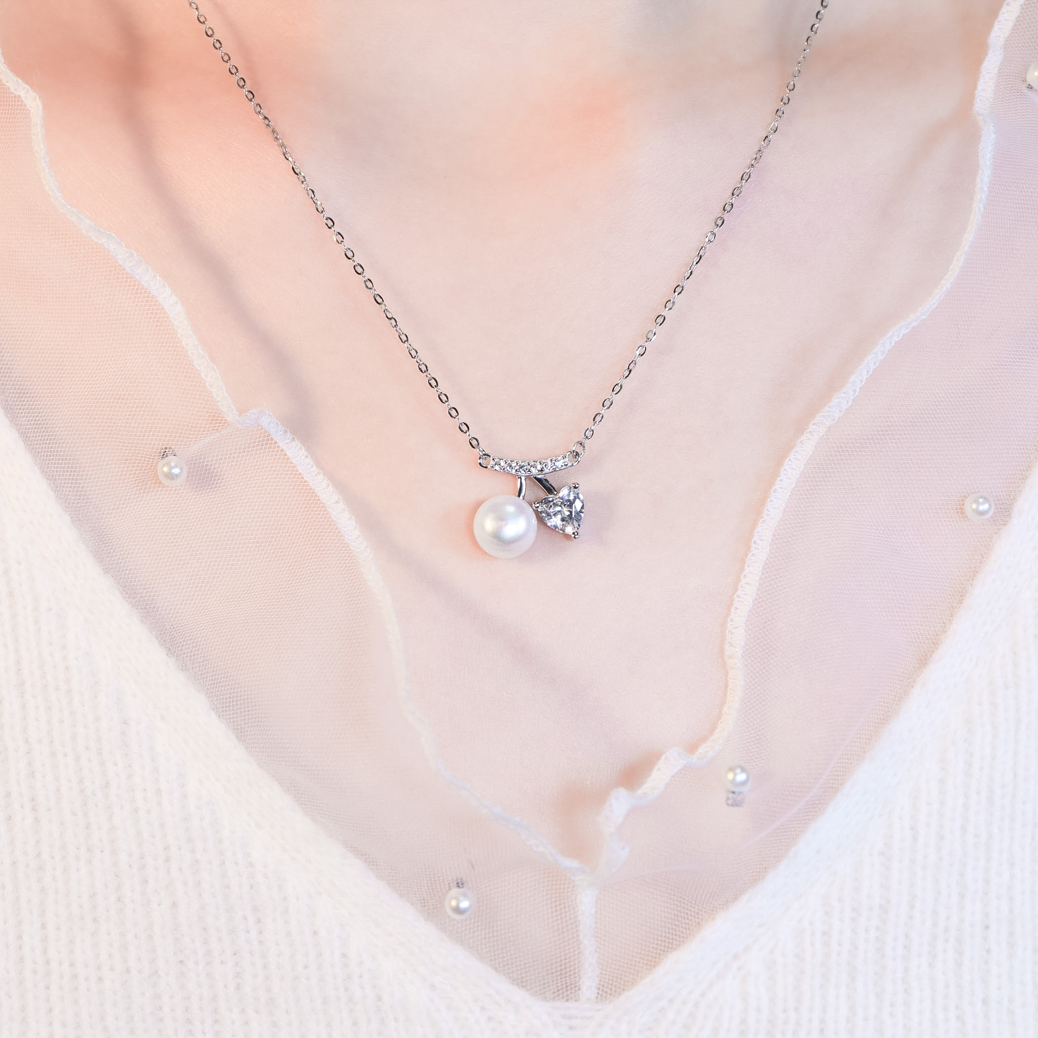 | 925純銀・白金・珍珠 | 珍貴甜甜的時刻項鍊 | NE1605 |