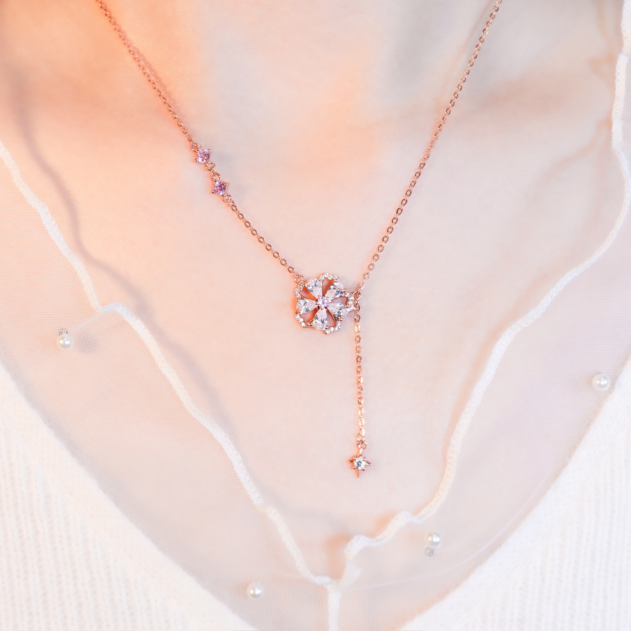 | 925純銀・玫瑰金 | 不止櫻花季項鍊 | NE1597 |