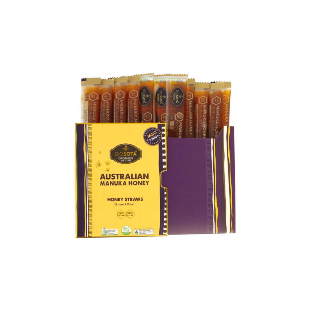 AUS-FFG0316-007 Certified Organic Manuka Honey Straws MGO1200+ gift box 12/box (A7)