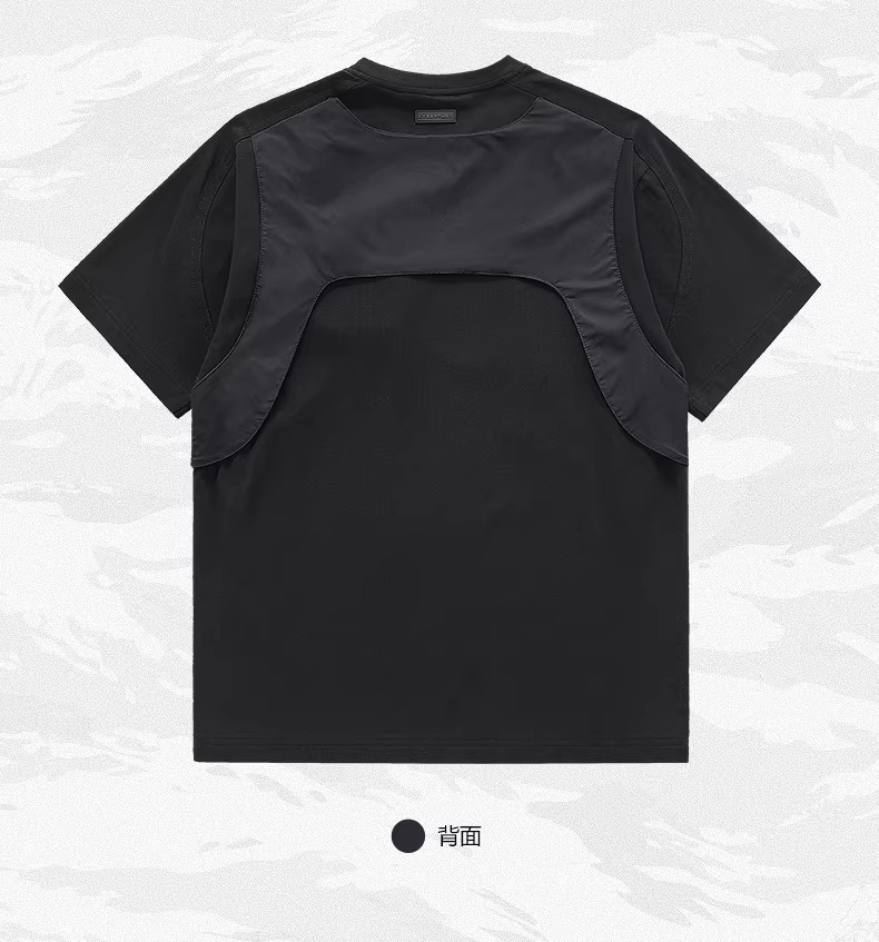 𝙏𝙀𝘾𝙃𝙒𝙀𝘼𝙍 織帶假兩件拼接短袖