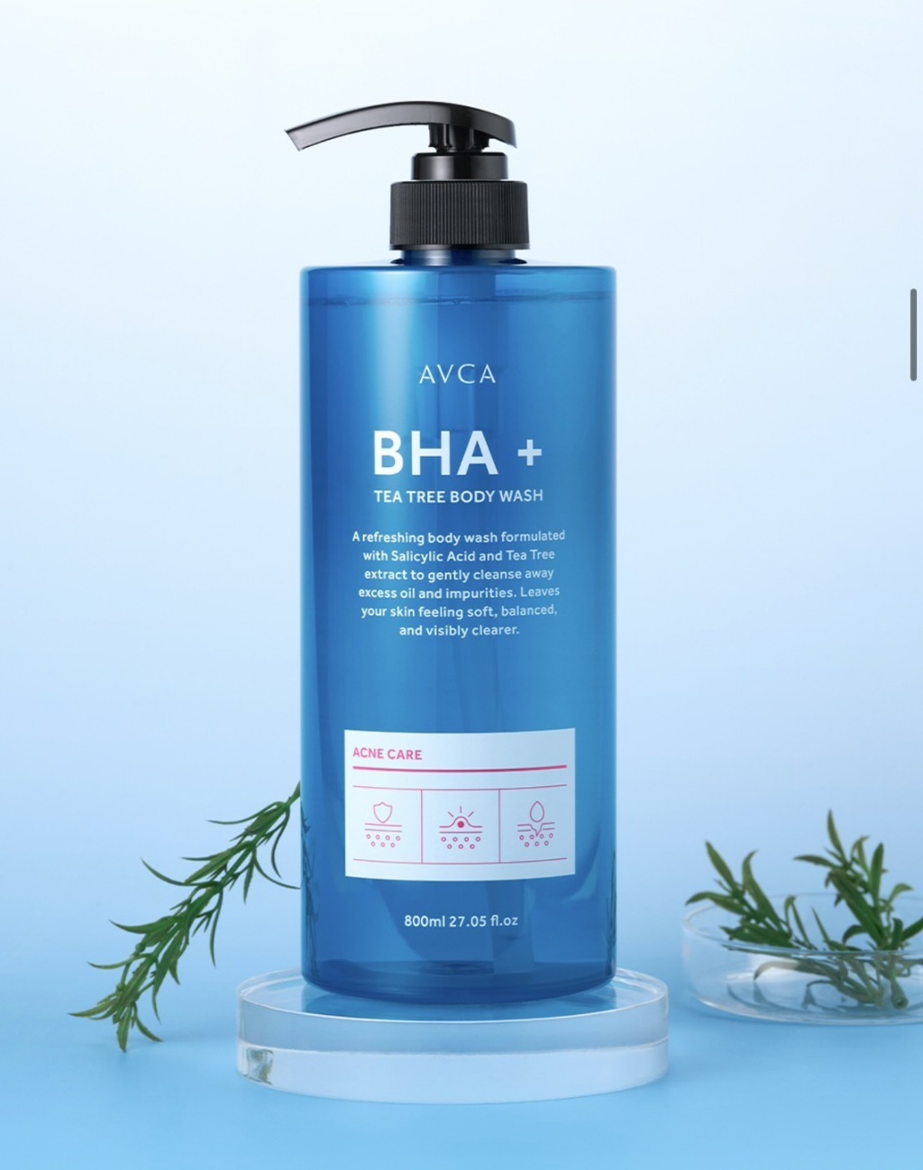 (預購商品) 韓國 AVCA BHA痘痘肌專用茶樹身體沐浴露 800ml