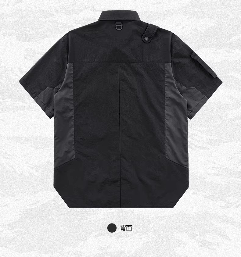 𝙏𝙀𝘾𝙃𝙒𝙀𝘼𝙍 不規則拼接撞色工裝襯衫