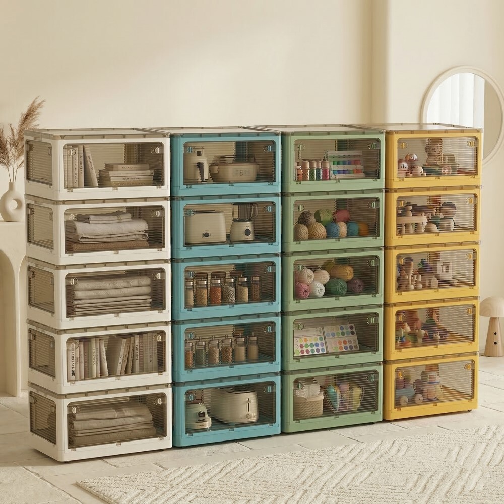 【AOTTO】35L升級加厚款五開門可疊加折疊收納箱-5入(AL-245)