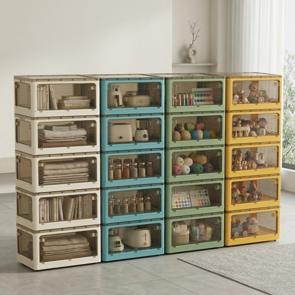 【AOTTO】35L升級加厚款五開門可疊加折疊收納箱-5入(AL-245)