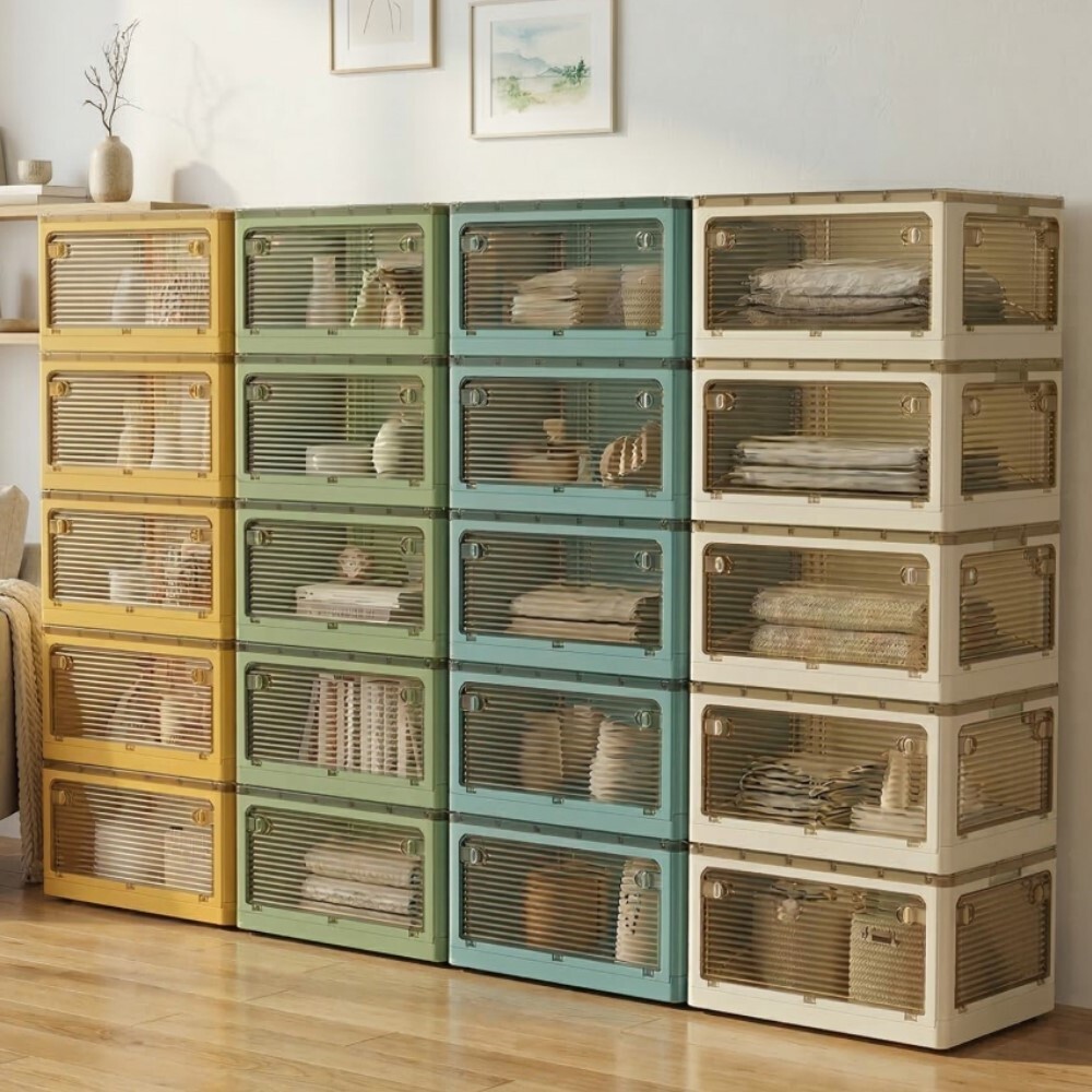 【AOTTO】45L升級加厚款五開門可疊加折疊收納箱-5入(AL-250)