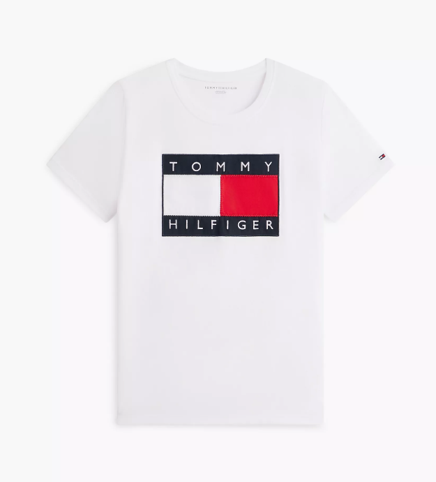 [S] TOMMY HILFIGER OPTIC WHITE FLAG T-SHIRT, XW08297-100 (STH1633)