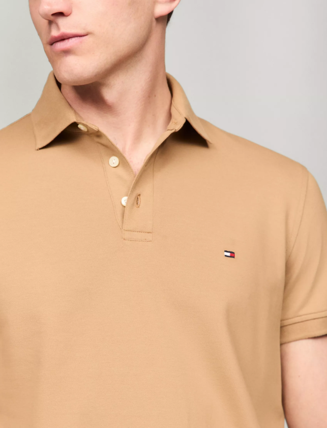 [S] TOMMY HILFIGER BROWN LIM FIT STRETCH PIQUE POLO, 78JA598-211 (STH1629)