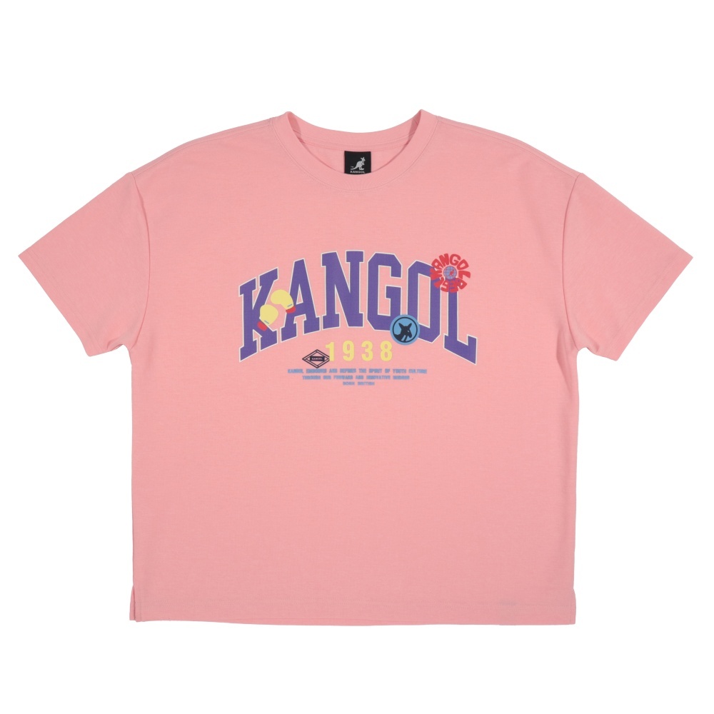 KANGOL 短T 落肩 寬版 印花T 粉 女 6522100541