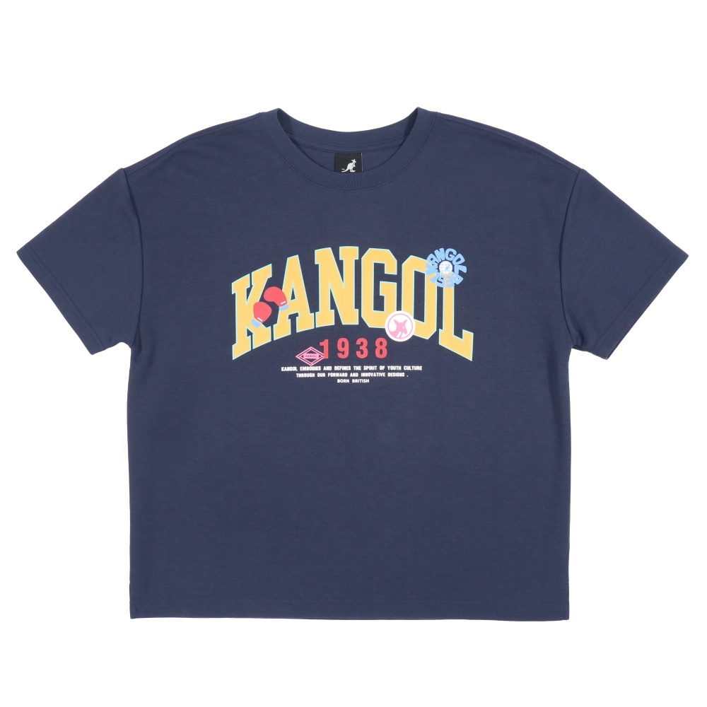 KANGOL 短T 落肩 寬版 印花T 深藍 女 6522100580