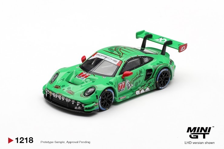 PO-$107 * MINI GT * 1:64 1218 Porsche 911 GT3 R (992) #77 AO Racing 2025 IMSA Sebring 12 Hrs Class Winner LHD
