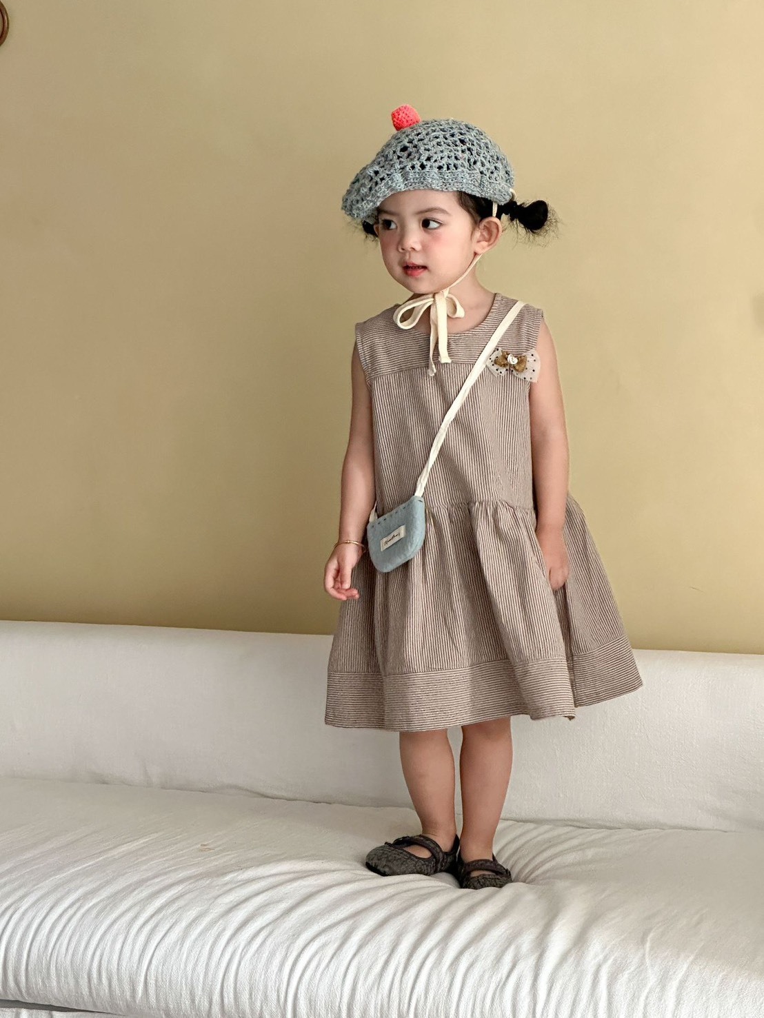 百搭細條紋無袖洋裝