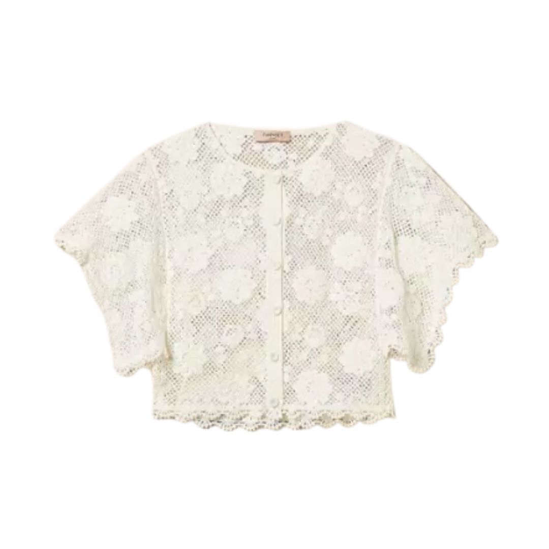 1TS0319-115 [TWINSET] Floral Knit Jacket White Snow #261TT3161 (C-EU-E)
