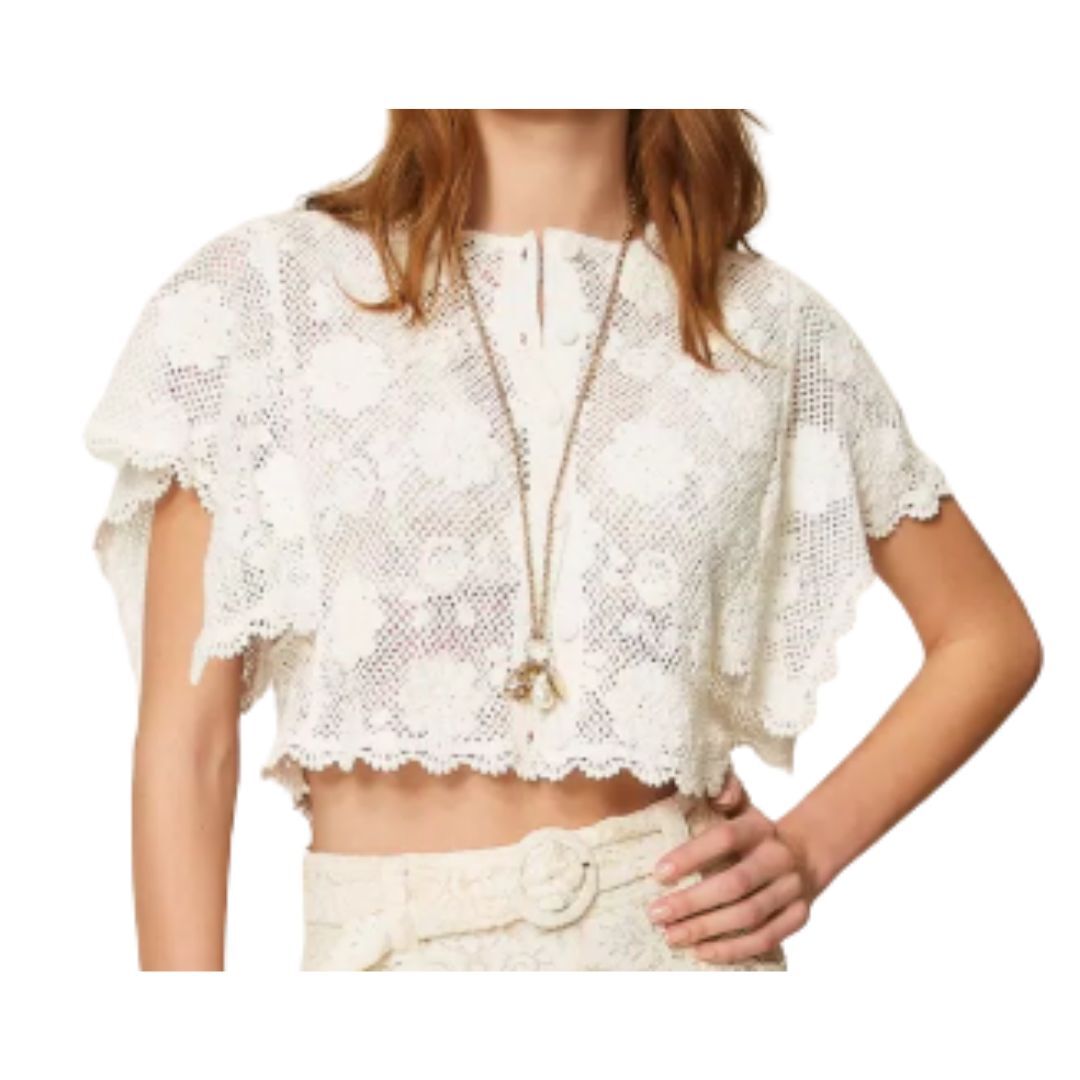 1TS0319-115 [TWINSET] Floral Knit Jacket White Snow #261TT3161 (C-EU-E)