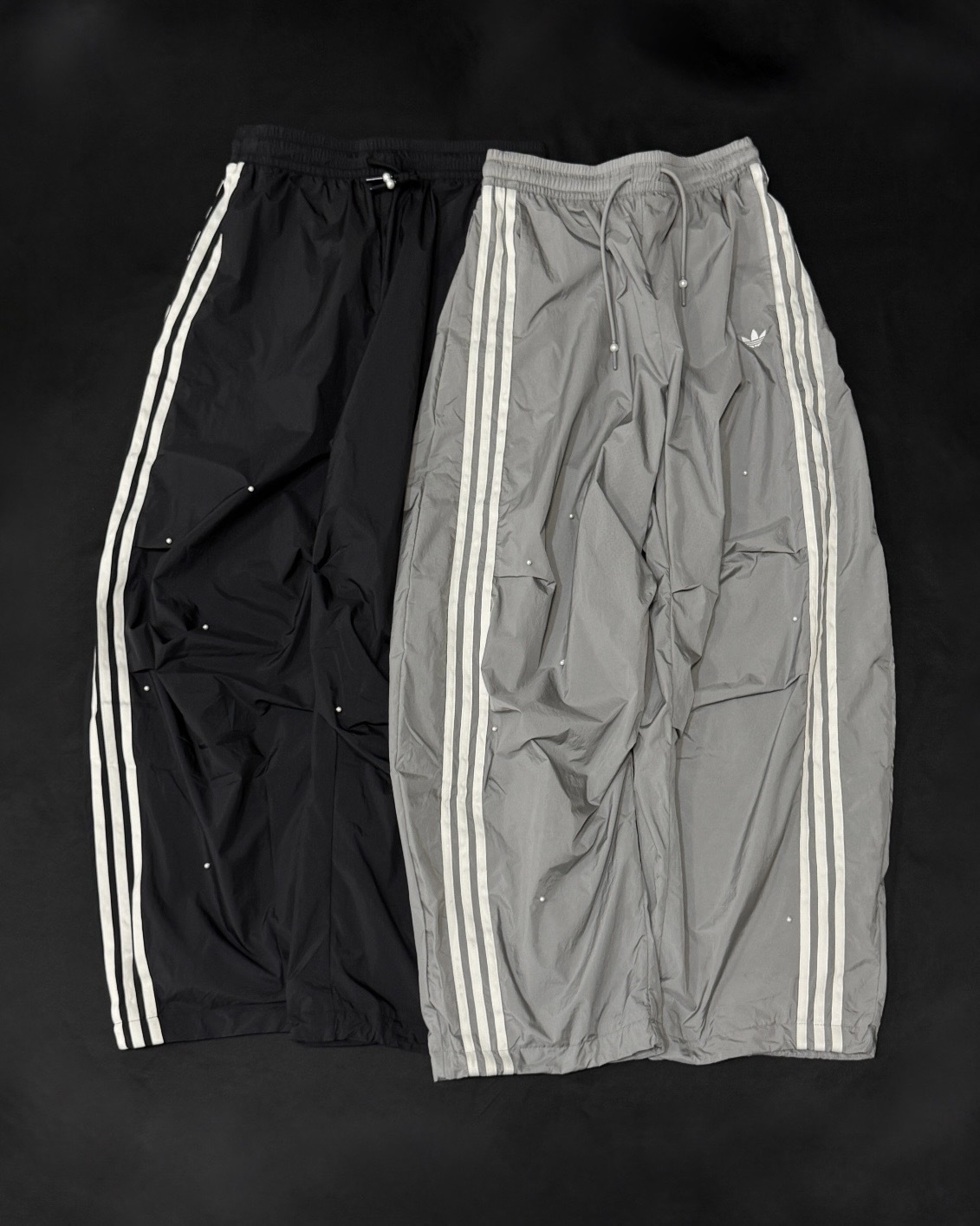 ADIDAS ORIGINALS P PANT 珍珠傘兵褲 闊腿褲 寬褲 工裝褲 長褲 抽繩 女款 宋雨琦同款 黑色 KS2865 灰色 KS2866 / 調貨