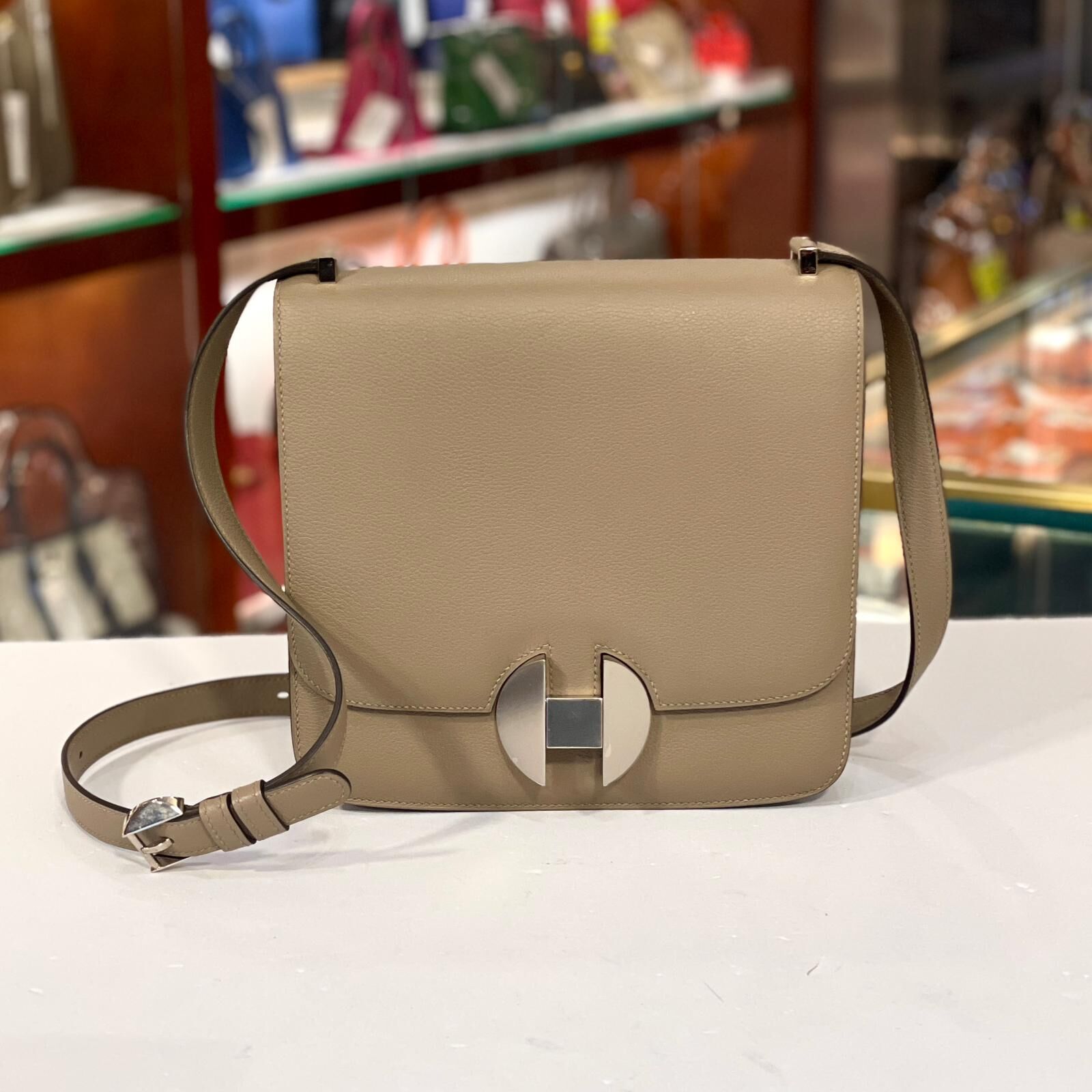 95%NEW二手HERMES 2002 20 C刻  SMALL GRIS ASPHALTE EVERCOLOR 銀河灰銀扣 #香榭站正品