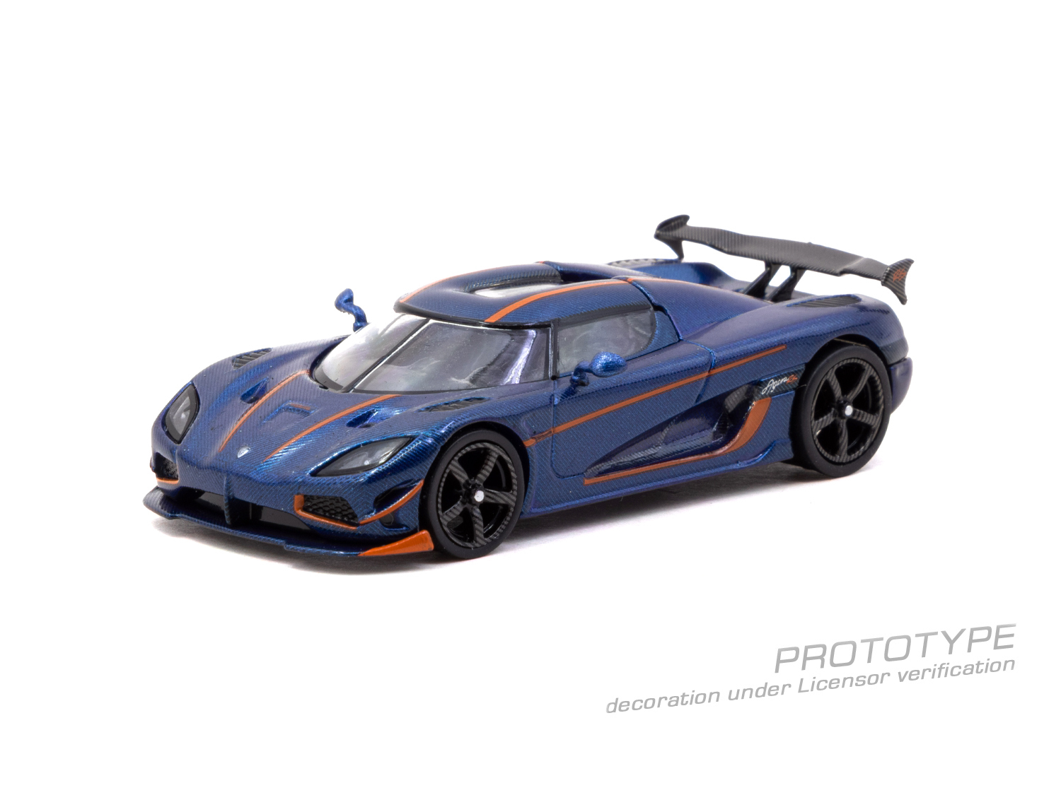 PO-$152 * TARMAC * 1:64 Koenigsegg Agera RS Dark Blue Carbon Fiber / Orange Accents