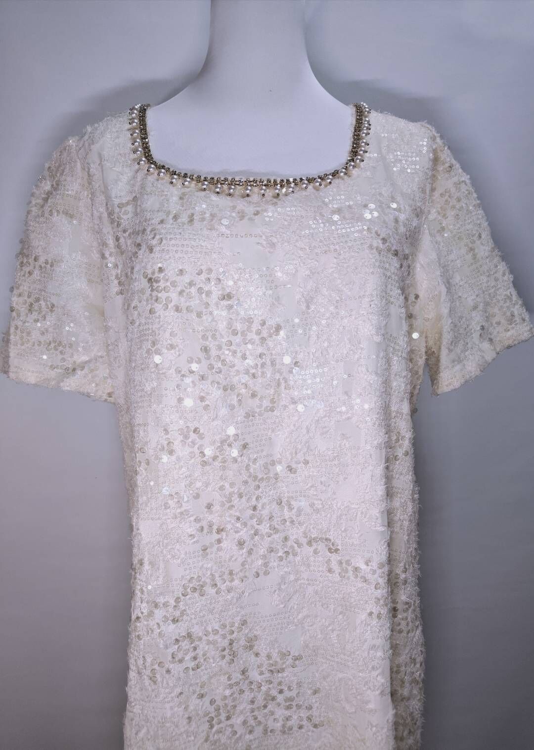 法式奢華珍珠亮片織紋上衣 C366