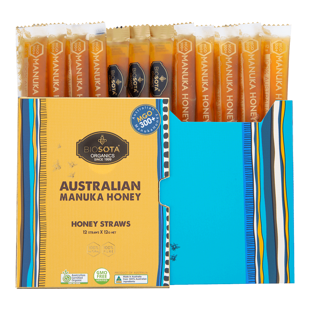 AUS-FFG0316-004 Certified Organic Manuka Honey Straws MGO300+ gift box 12/box (A4)