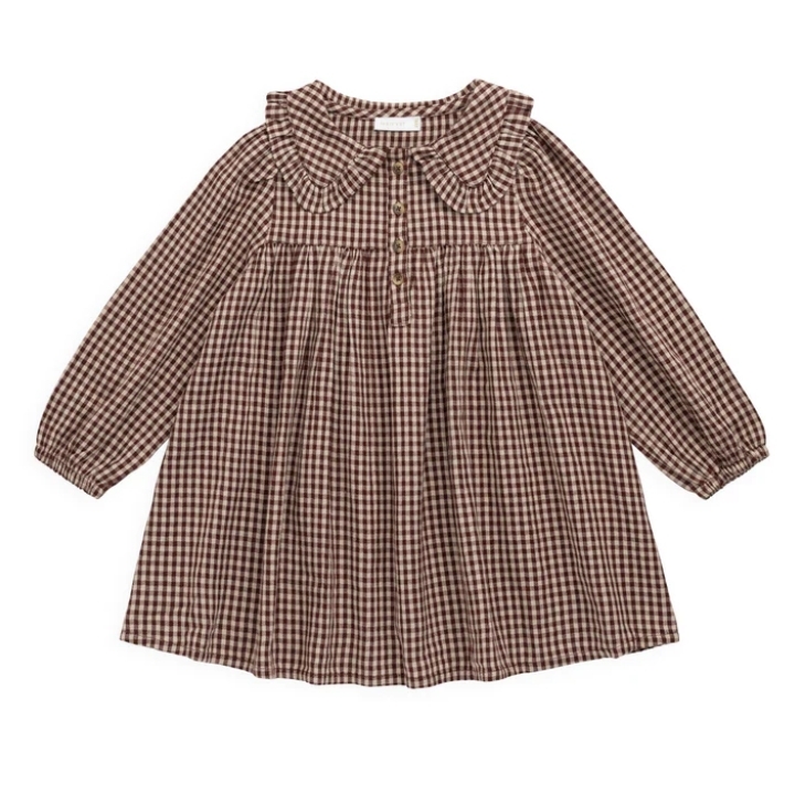 （預購）JAMIEKAY 格紋領片洋裝 Organic Cotton Ira Dress - Cinnamon Gingham