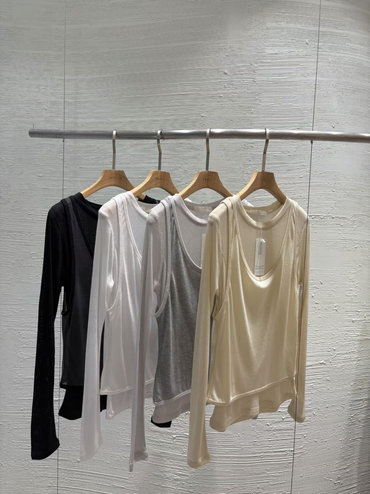 2B6017 真兩件時尚叠穿上衣