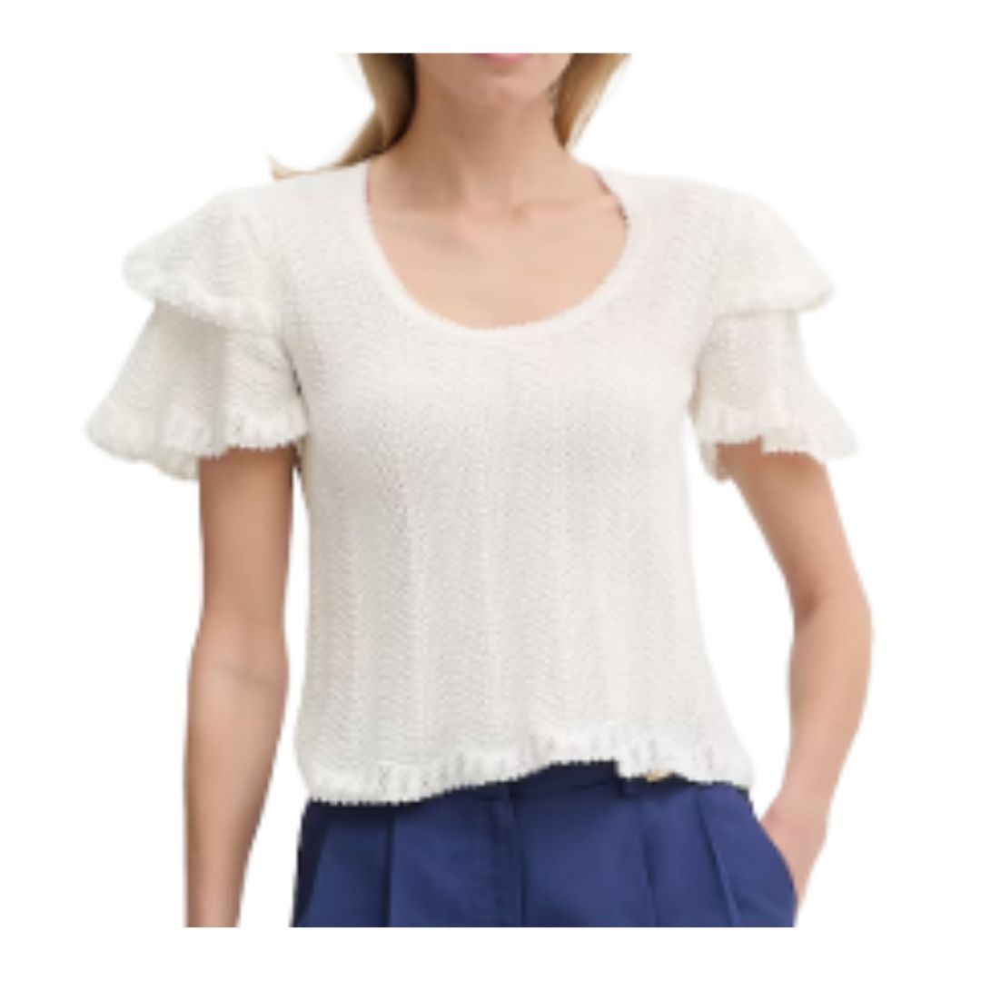 1TS0319-116 [TWINSET] Knit Top White #261TT3051 (C-EU-E)