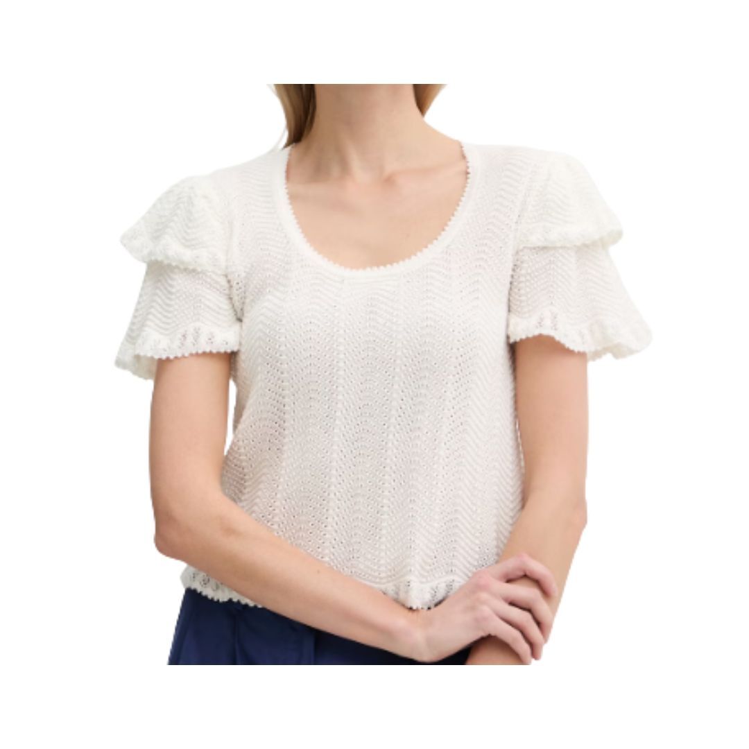 1TS0319-116 [TWINSET] Knit Top White #261TT3051 (C-EU-E)
