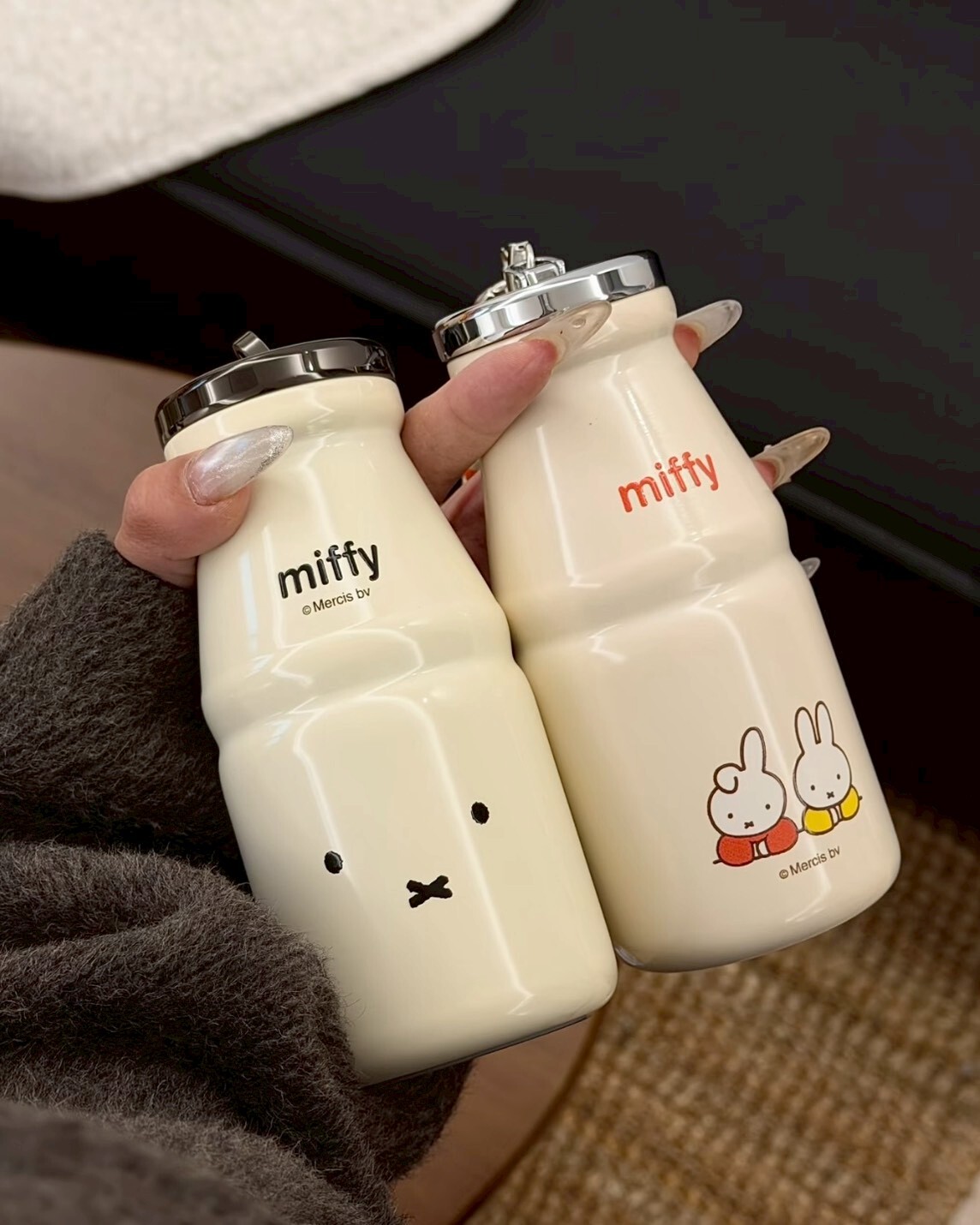 <正版授權>MIFFY 米菲兔 口袋牛奶保溫杯 不鏽鋼 附掛鏈 共3色
