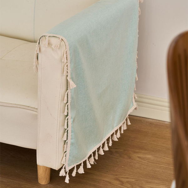 純色防水防油流蘇桌布