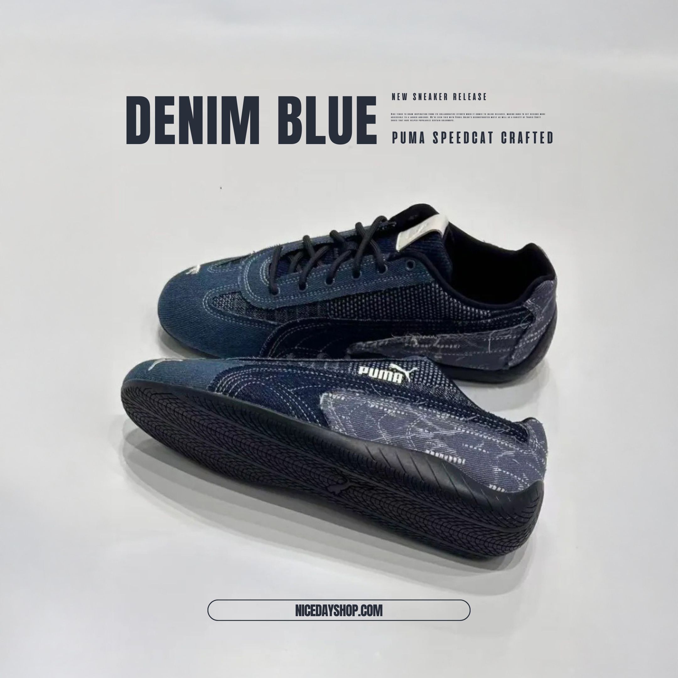 NICEDAY 代購 PUMA SPEEDCAT CRAFTED DENIM 丹寧 牛仔 藍 水洗 復古 布面 拼接 408129-01